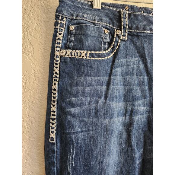 L.A Idol Women's Blinged Out Boot Cut Denim Jeans 15 W37 L34 - Picture 6 of 7